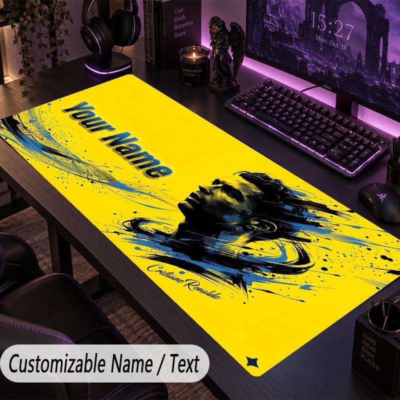 Large Mouse PadCristiano Ronaldo Custom Name Text Personalized Desk Mat Non Slip Gaming Pad