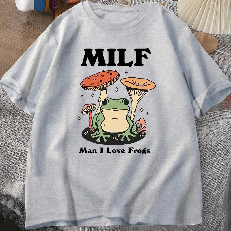 Retro Frog Tshirt Funny MILF Froggy T Shirt Cottagecore Froggy Tshirt Toad Frog Lover Tees Women Clothing Tees Short Sleeve