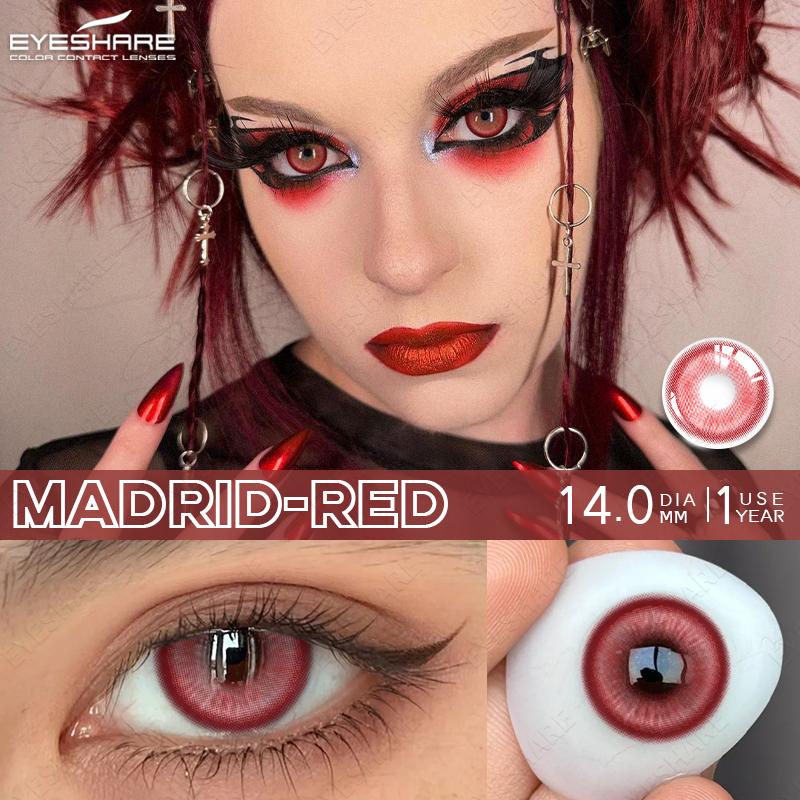 Eyeshare Цветные контактные линзы Костюм персонажа на Хэллоуин Выставка комиксов КОСПЛЕЙ Доступные цветные контактные линзы Кроваво-красные линзы для очков