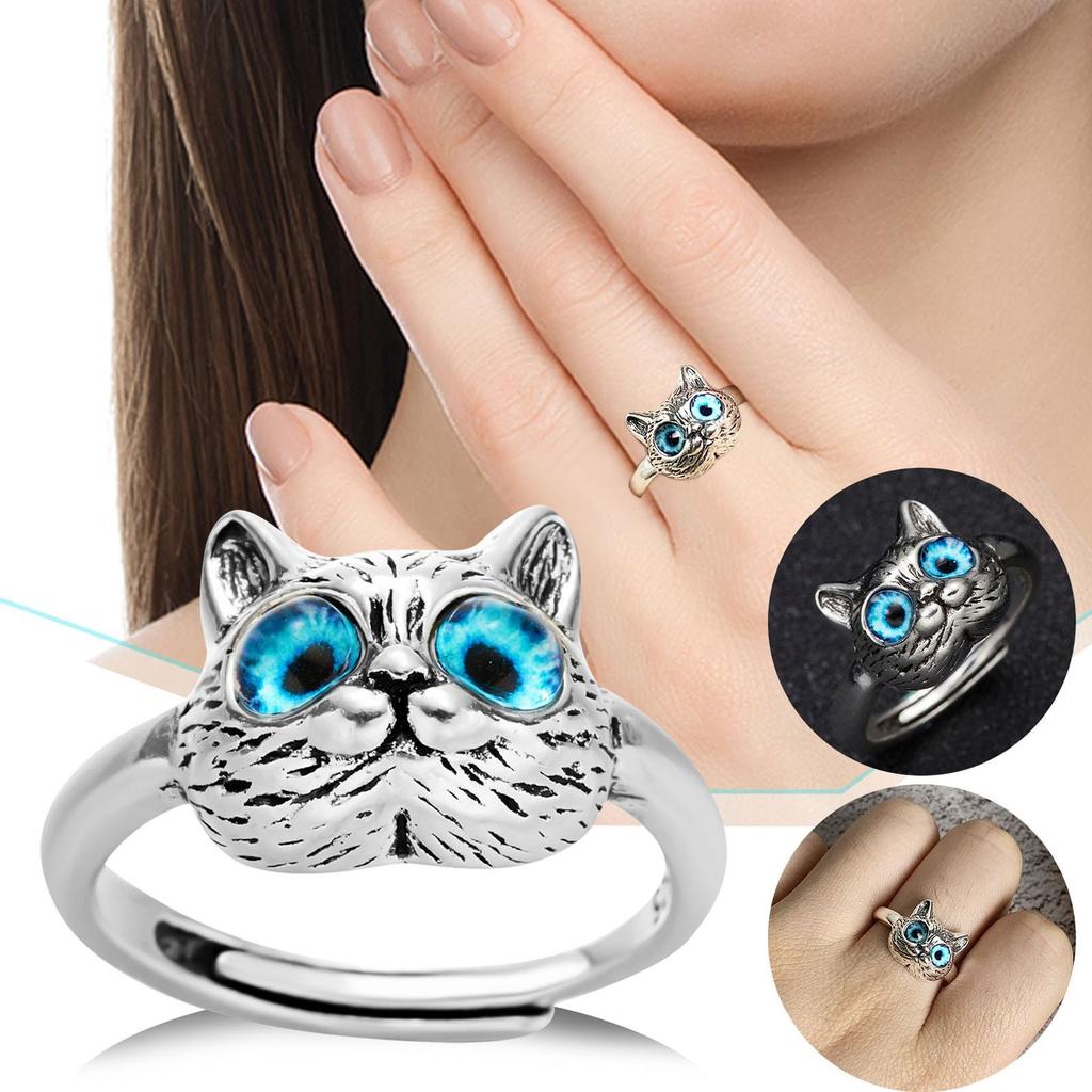Cat Ring Gift Adjustable Ring Cat Face Ring Birthday Holiday Gift Accessories