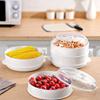 Double Plastic Steamer Microwave Oven Round Steamer with Lid Rice Cooker Steaming Grid Kitchen Cooking Accessories