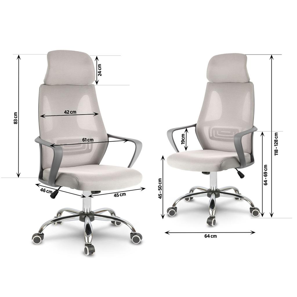 Praga Micro-Mesh Office Chair - Light Gray