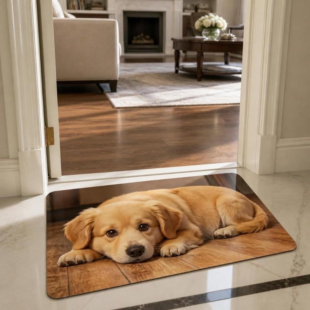 Diatomite Dog Pattern Doormat Quick-dry Bathroom Floor Mat Fun Diatomite Bath Rug Entryway
