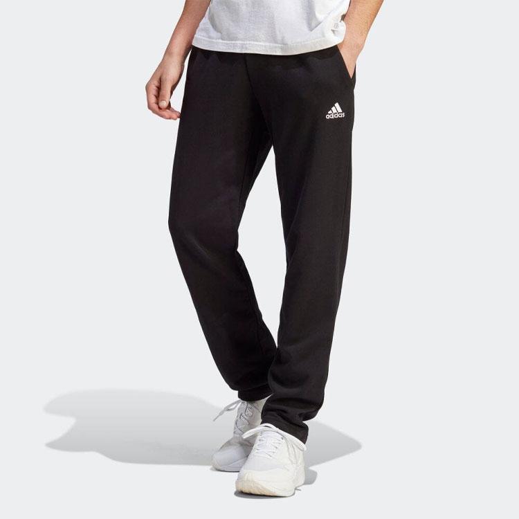 adidas Спортивные брюки прямого кроя с однотонным логотипом и завязками на шнурке, мужские, черные, IC9425