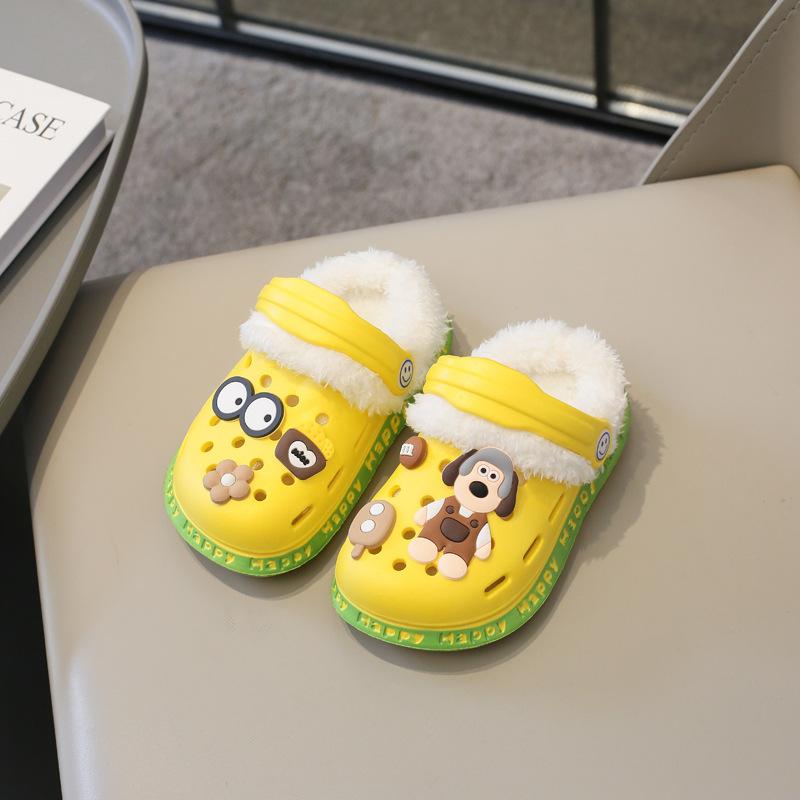 Съемная детская обувь с симпатичным зимним теплом и плюшем, теплая, хлопковая обувь, хлопковые тапочки