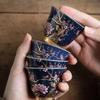 Ceramic Teacup Set Blue Gold Painted Master Cup Tea Table Accessories Kung Fu Tea Set Creative Hand-painted Teacups