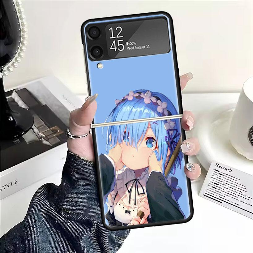 Чехлы для Samsung Galaxy Z Flip 4 5 6 7 3 Z Flip7 Flip6 Flip4 Flip5 Flip3 5G с принтом R-Rem из аниме Re Zero, Жесткие противоударные Fundas