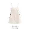 Kaslead New Arrival Women's Clothing Fashion Style Fashion Side Decorated Row Button Mini Dress 8472106