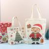 Christmas Gift Bags Cartoon Santa Claus Elk Christmas Tree Tote Canvas Bag Large Capacity Holiday Shopping Bag Happy New Year