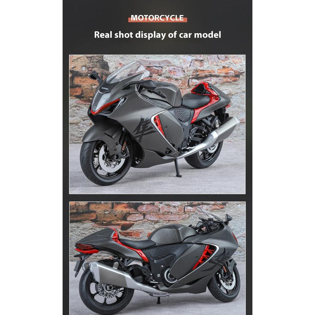 1/9 SUZUKI HAYABUSA Motorcycle Model, Rearview Mirror Removable, Simulated Lighting, Adult Collectible Ornaments, Boy Gifts
