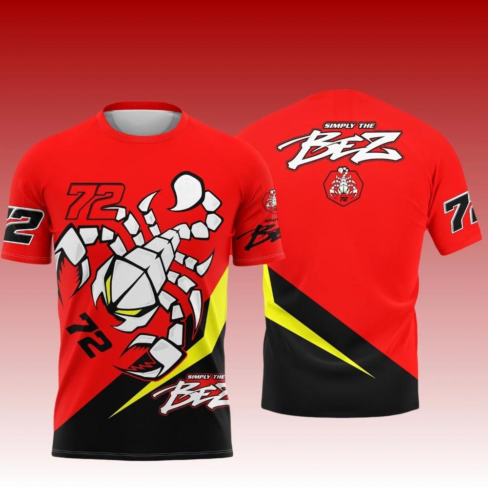 El campeón del Gran Premio británico de MotoGP 2025 marco bezzecchi ¿ 72 Racing wear, camiseta de cuello redondo y manga corta