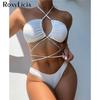 Sexy Wrap Around Wrinkled Crinkled Bikini Women Swimwear Female Swimsuit Two-pieces Bikini Set Bather Bathing Suit Swim