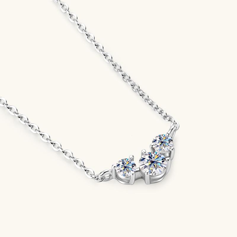 Silvere Glam Корейская версия персонализированного ожерелья с муассанитом в виде смайлика Инс Модное крутое ювелирное ожерелье из стерлингового серебра 925 пробы