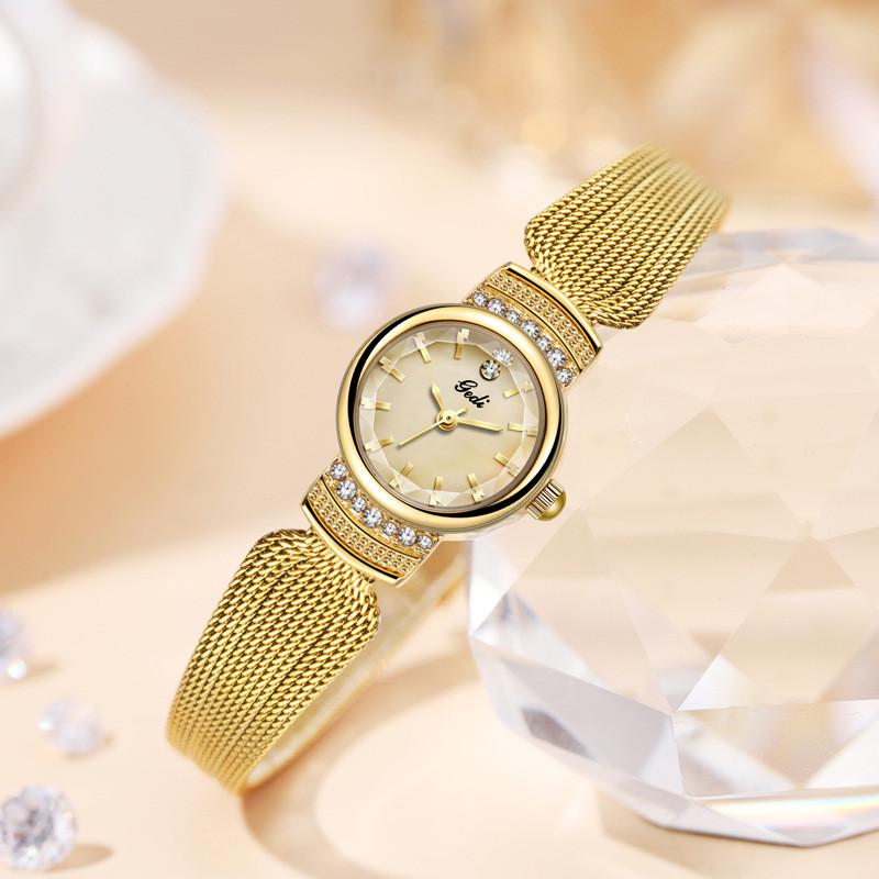 Gedi Midcentury Inspired Metal Dial Ladies Watch With Mineral Glass And Leather Strap