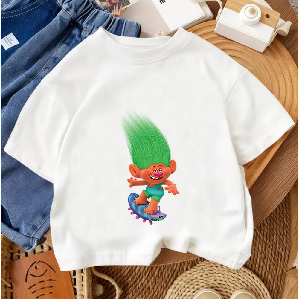 Summer Casual Boys Girls Tee Trolls Kawaii Design Kids Street Style Fashion 3-14 Age