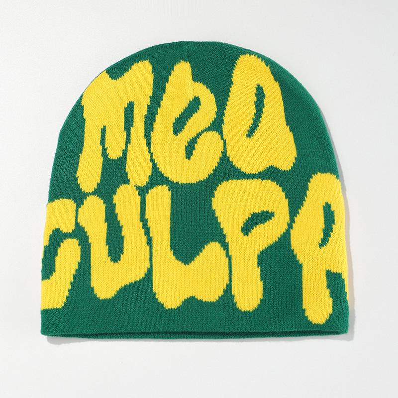 Hip Hop Trend Letter Knit Beanie - Unisex Wool Jacquard Hat