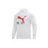 Puma Colorblock Logo Print Knit Hoodie Men Tops White 535290-02