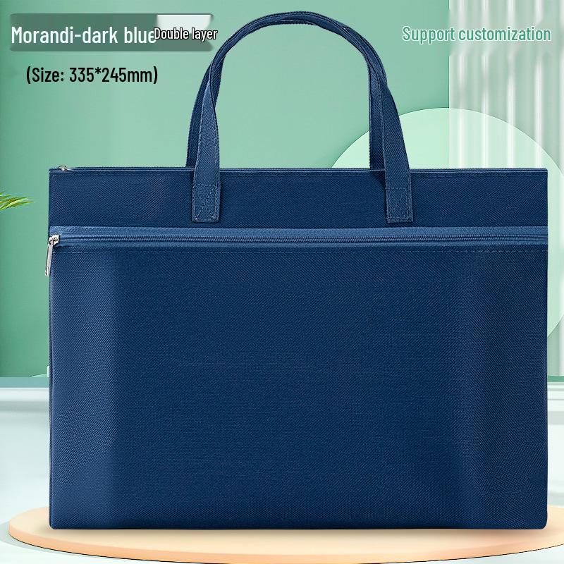 A4 Double-Layer Waterproof Document Bag - Oxford Cloth, Large Capacity, Zippered for Students