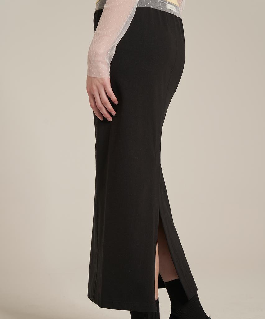 Iteoneolmomeonteu Solid Washed Long Skirt _ Black