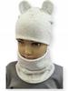 Set of Hat + Scarf 74-80-86 For Children With Ears 40-44 Gray Melange