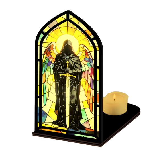 Gothic Book Nook Suncatcher Stained Glass Candle Holder Window Bookshelf Insert Diorama for Library Decor Bookish Gifts for Readers Book Lovers
