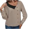 Женская осенняя блузка, модная, с V-образным вырезом, шикарная, с длинным рукавом, для поездок на работу, свободная посадка, повседневный женский пуловер