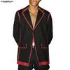 Spring Men Lapel Neck Long Sleeve Stitching Button Thin Blazer Coats