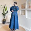 2024 Autumn European & American Women's Retro Denim Jacket and Skirt Set