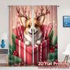 2pcs,Curtains Cute Corgi Christmas Gift (3) Popular Minimalist Curtains Prints Light Filtering Curtains Festive Use for Bedroom