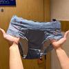 Женские атласные кружевные сексуальные трусики из чистого хлопка с однотонной отделкой