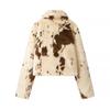 RZ Womens Animal Print Faux Fur Coat Classic Fashion Versatile Mid-length Outerwear
