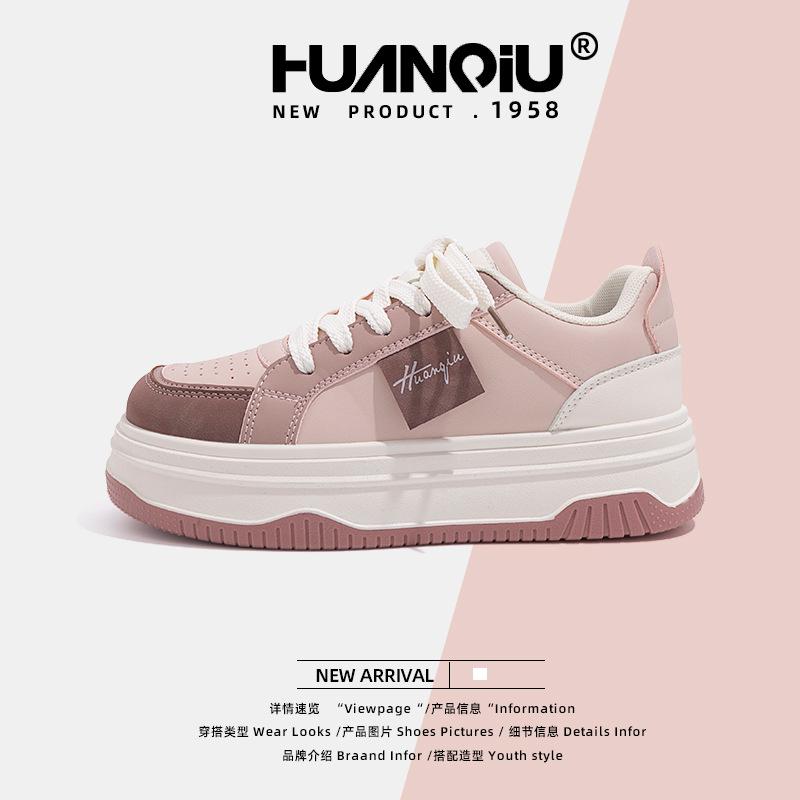 Global Student Platform White Shoes Women's ZHQ68022 Spring New Women's Shoes Trend Korean Version Heightening Casual Board Shoes