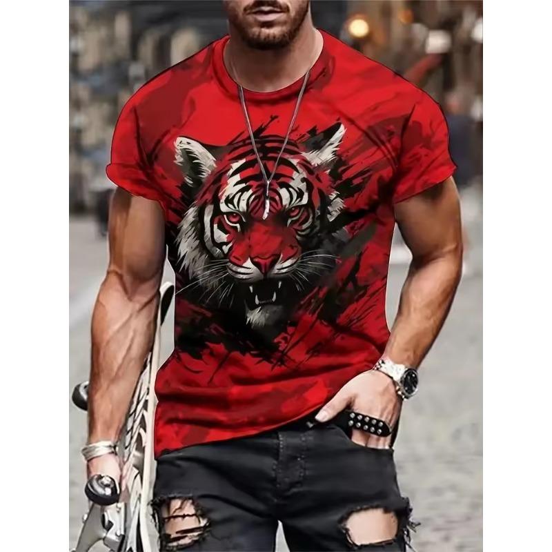 Men's Animal Tiger Totem 3D Printed T-Shirt Street Top Creative Daily Leisure Sports Fashion Trend Personalized Neutral Clothing