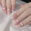 Sweet Pink Bow French Manicure Removable Nail Patches - Wearable, Solid Color, Ins Style False Nails