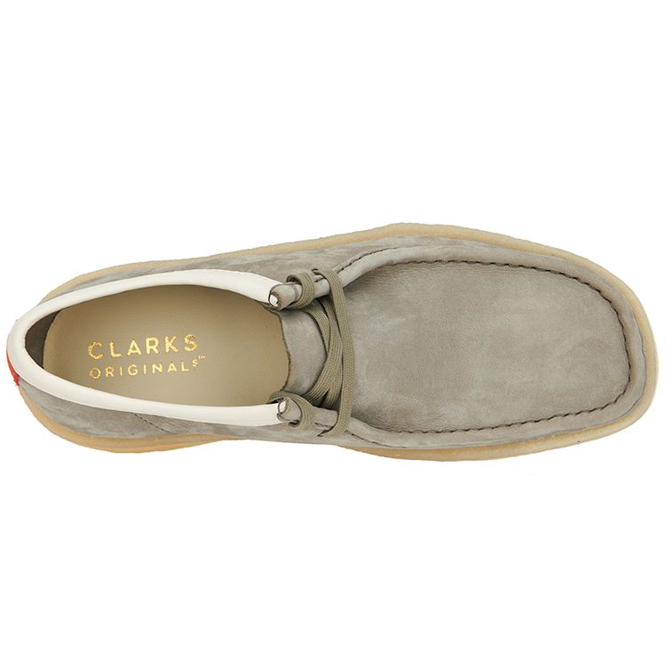 Clarks Wallabee Cup Кожаные Круглый Носок На Шнуровке Повседневная Обувь Мужские кроссовки Серый 261655387