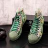 Новые мужские высокие кеды из глаженого парусина с граффити, дух молодого человека, ослепительно-цветная кожа, низкие повседневные кроссовки A8