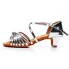 Women Girls Child Leather Latin Dance Shoes Low-heeled Salsa Ballroom Tango Shoes Soft Sole 3.5CM Heel