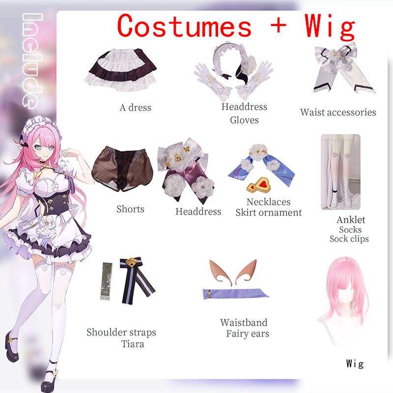 Костюм горничной Ysir Elysia Honkai Impact 3, набор игровых костюмов для косплея на Хэллоуин