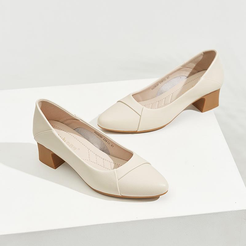 Round Toe Thick Heel Shallow Mouth Simple Commuting Single Shoe