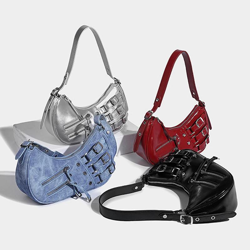 Yogodlns Ретро сумка на плечо для женщин, винтажная сумка из искусственной кожи с ремешком подмышки, регулируемая сумка для подмышек, эстетичная дизайнерская сумка, сумка-шоппер