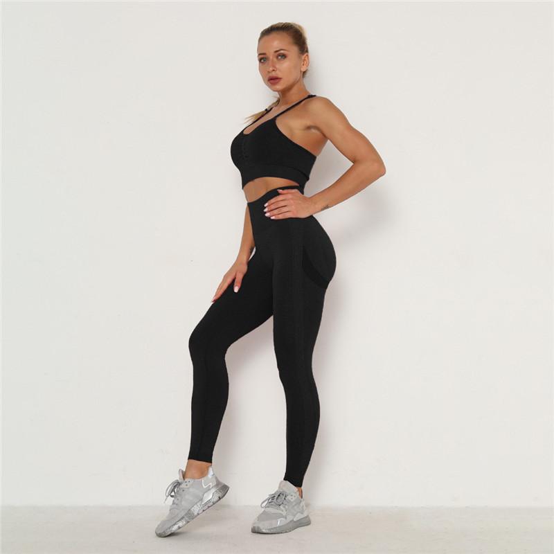 Бесшовный комплект Push Up Sportswear 2 шт. Леггинсы для спортзала Фитнес Йога Бюстгальтер Женские комплекты для йоги