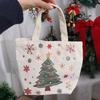 Cartoon Christmas Canvas Gift Bag Santa Claus Merry Christmas Decor  Party Favors