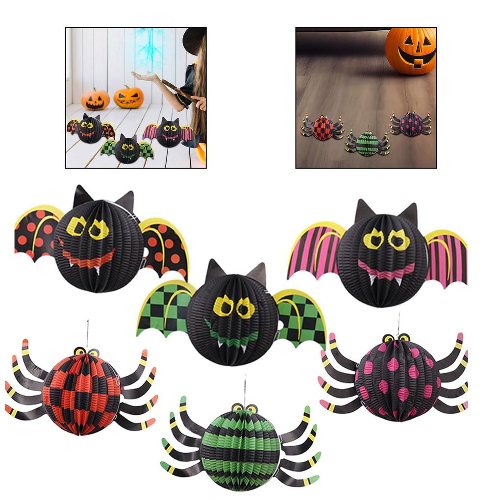 3 шт. бумажный фонарь на Хэллоуин, декоративный домашний декор, складные сотовые бумажные фонарики для внутреннего/наружного балкона, садовых дверей, двора