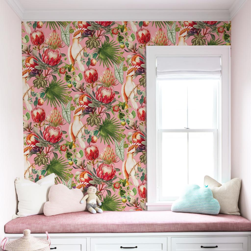 Розовый Цветок Монарх Классический Декор Комнаты Обои Шикарный Большой Цветок Виниловое Настенное Украшение Самоклеящаяся Виниловая Наклейка для Шкафа