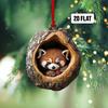 5Pcs Christmas Animal Ornaments 2D Acrylic Cute Wildlife Pendant Raccoon Owl Squirrel Hedgehog Bird Tree Hole Wood Texture Hanging Decorations