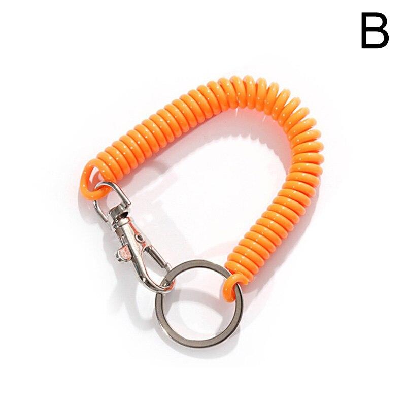 Эластичная пружинная веревка, брелки для ключей, серебряный цвет, металлический карабин для кемпинга, анти-потерянный телефон, пружинный брелок