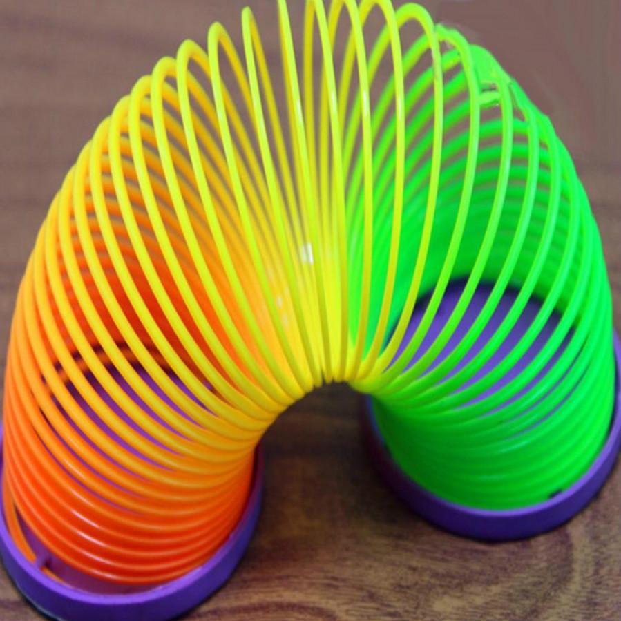 1PCS Colorful Rainbow Plastic Spring Toy Walking Magic Circle Stretchy Kids