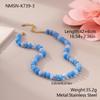 GEMCHIC Women's Dopamine Color Block Natural Stone Beaded Necklace Bohemian Style Layered Choker Statement Jewelry