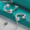URMYLADY 925 Sterling Silver V Heart Stud Earrings For Women Fashion Wedding Engagement Party Jewelry