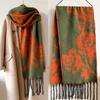 Autumn And Winter New Rose Blossom Scarf Solid Color Color Blocked Fashion Tassel Extended Neck Scarf For Women
